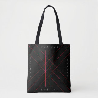 Red web of wyrd runes tote bag トートバッグ