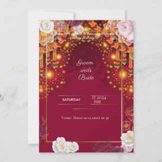 Red Wedding digital invitation e card design 招待状