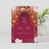 Red Wedding digital invitation e card design 招待状 (スタンド正面)