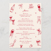 Red Whimsical Doodle Hand Drawn Wedding メニュー (正面)