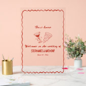Red Whimsical Frame That's Amore Italian Wedding アクリルサイン (ウェディング)