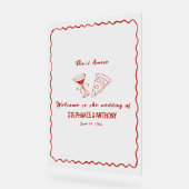 Red Whimsical Frame That's Amore Italian Wedding アクリルサイン (傾斜)