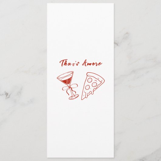 Red Whimsical Frame That's Amore Italian Wedding メニュー (裏面)