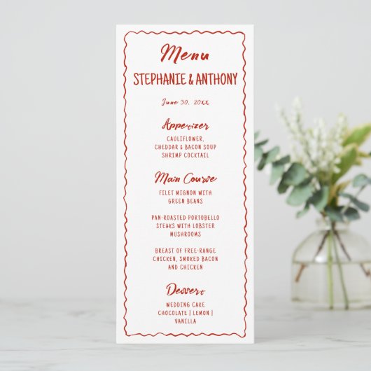 Red Whimsical Frame That's Amore Italian Wedding メニュー (スタンド正面)