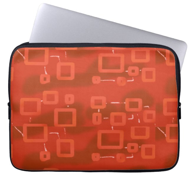 Red Whimsical Geometric Abstract ラップトップスリーブ (正面)