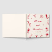 Red Whimsical Hand Drawn Wedding ゲストブック (全面)