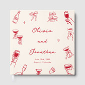 Red Whimsical Hand Drawn Wedding ゲストブック (正面)