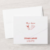 Red Whimsical Pizza That's Amore Italian Wedding オールインワン招待状 (裏面)