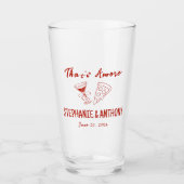 Red Whimsical Pizza That's Amore Italian Wedding タンブラーグラス (正面)