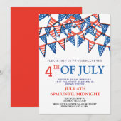Red WhiteとBlue BBQ花火7月4日パーティー 招待状 (正面/裏面)