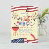 Red WhiteとBlue BBQ花火7月4日パーティー 招待状 (スタンド正面)