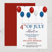 Red WhiteとBlue BBQ花火7月4日パーティー 招待状 (正面/裏面)