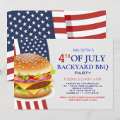 Red WhiteとBlue BBQ花火7月4日パーティー 招待状 (正面/裏面)