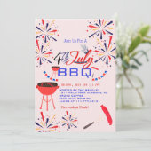 Red WhiteとBlue BBQ花火7月4日パーティー 招待状 (スタンド正面)