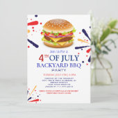 Red WhiteとBlue BBQ花火7月4日パーティー 招待状 (スタンド正面)