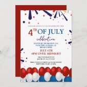 Red WhiteとBlue BBQ花火7月4日パーティー 招待状 (正面/裏面)