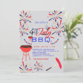Red WhiteとBlue BBQ花火7月4日パーティー 招待状 (スタンド正面)