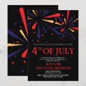 Red WhiteとBlue BBQ花火7月4日パーティー 招待状 (正面/裏面)