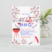 Red WhiteとBlue BBQ花火7月4日パーティー 招待状 (スタンド正面)