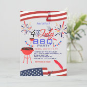 Red WhiteとBlue BBQ花火7月4日パーティー 招待状 (スタンド正面)