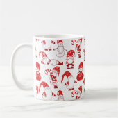 Red & White All-Over Christmas Gnome Pattern コーヒーマグカップ (左)