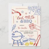 Red, White and BBQ Memorial Day Invitation 招待状 (正面)