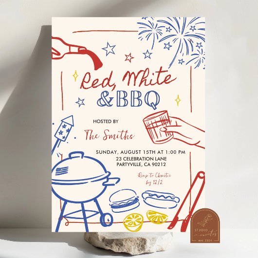 Red, White and BBQ Memorial Day Invitation 招待状