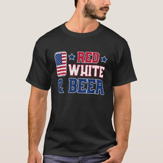 Red White And Beer USA 7月4日お酒の贈り物 Tシャツ (正面)