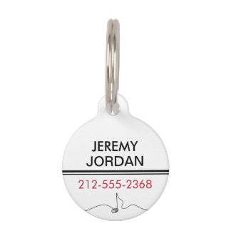 Red, White, and Black Key Ring Music Bag Tag ペット　ネームタグ