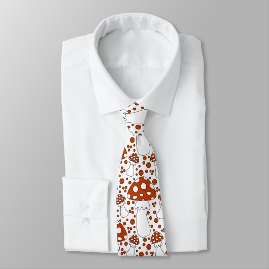 Red, white and black whimsical mushroom doodle ネクタイ (タイ)