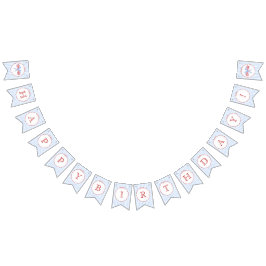Red White And Blue 4th of July Birthday バンティングフラッグ