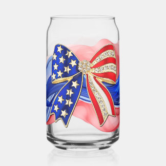 Red, White, and Blue bow ガラス缶