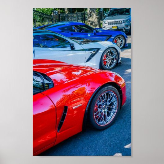 Red White and Blue C7 Chevrolet Corvette ポスター (正面)