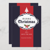 Red White and Blue Christmas Greeting Card シーズンカード (正面/裏面)