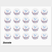 Red, White, And Blue Flag Thank You Round Sticker ラウンドシール (シート)