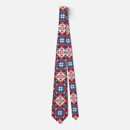 Red White and Blue Kaleidoscope Pattern Necktie ネクタイ (正面)