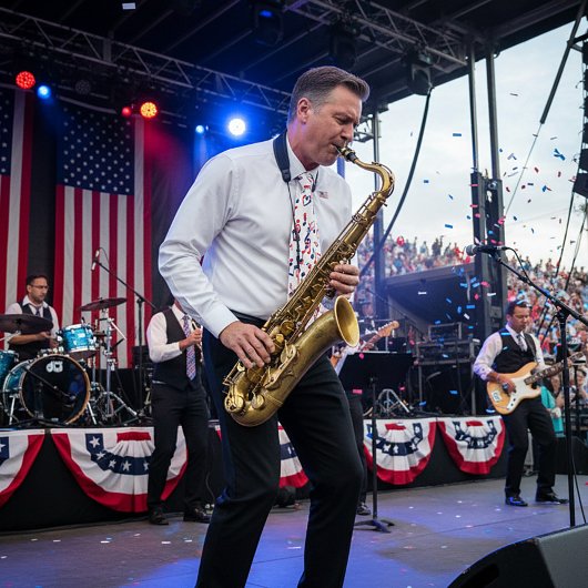 Red white and blue music ネクタイ