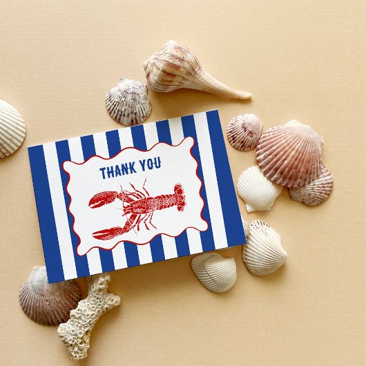 Red, White and Blue Nautical Lobster サンキューカード