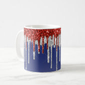 Red White and Blue Patriotic Glitter Splash コーヒーマグカップ (正面左)