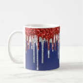 Red White and Blue Patriotic Glitter Splash コーヒーマグカップ (左)