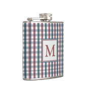 Red, White and Blue Plaid Monogram フラスク (右)