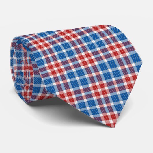 Red White and Blue Plaid Pattern Neckties ネクタイ (ロール)