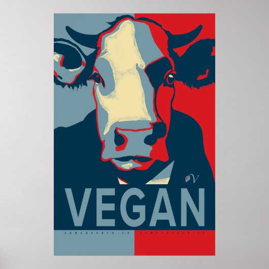Red White and Blue Pop Art Cow Poster - Vegan  ポスター (正面)