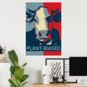 Red White and Blue Pop Art Inspired Cow Poster ポスター (ホームオフィス)