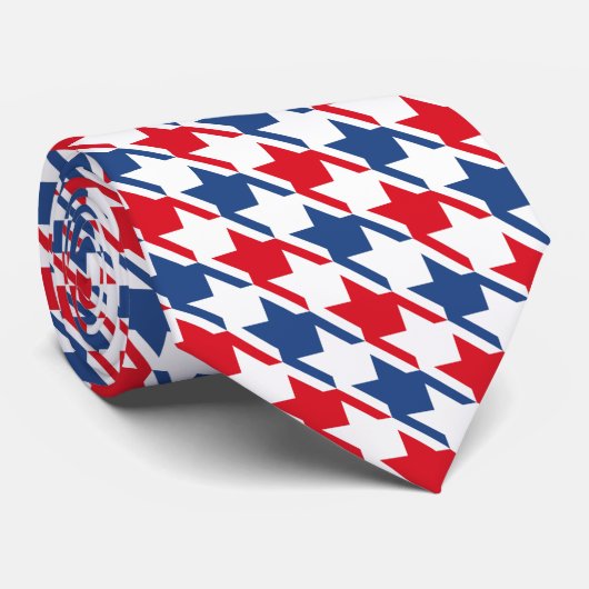 Red White and Blue Repeating Houndstooth Pattern ネクタイ (ロール)