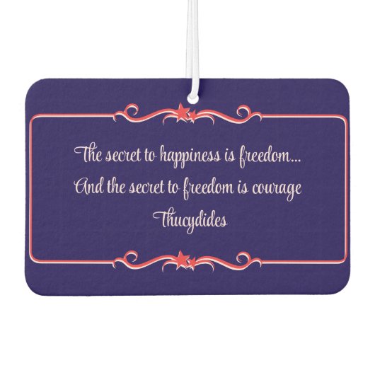 Red, White and Blue Stars and Swirls Freedom Quote カーエアーフレッシュナー (正面)