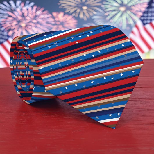 Red, White and Blue Striped Patriotic Necktie ネクタイ