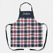 Red White and Blue Tartan Name エプロン (正面)