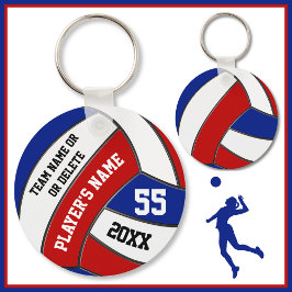 Red White and Blue Volleyball Keychains, Your Text キーホルダー