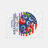 Red White And Blueberries Christian Patriotic フリースブランケット (正面(横))